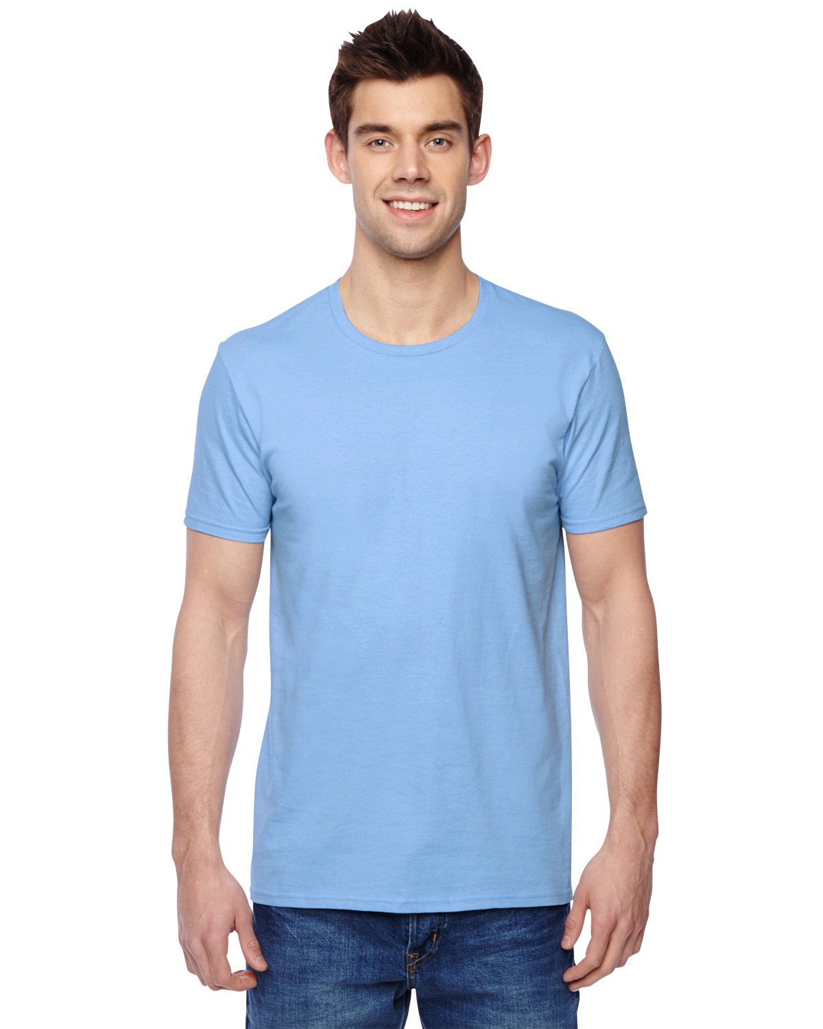 Fruit Of The Loom Men's Light Blue Sofspun Short Sleeve T-Shirt, L,