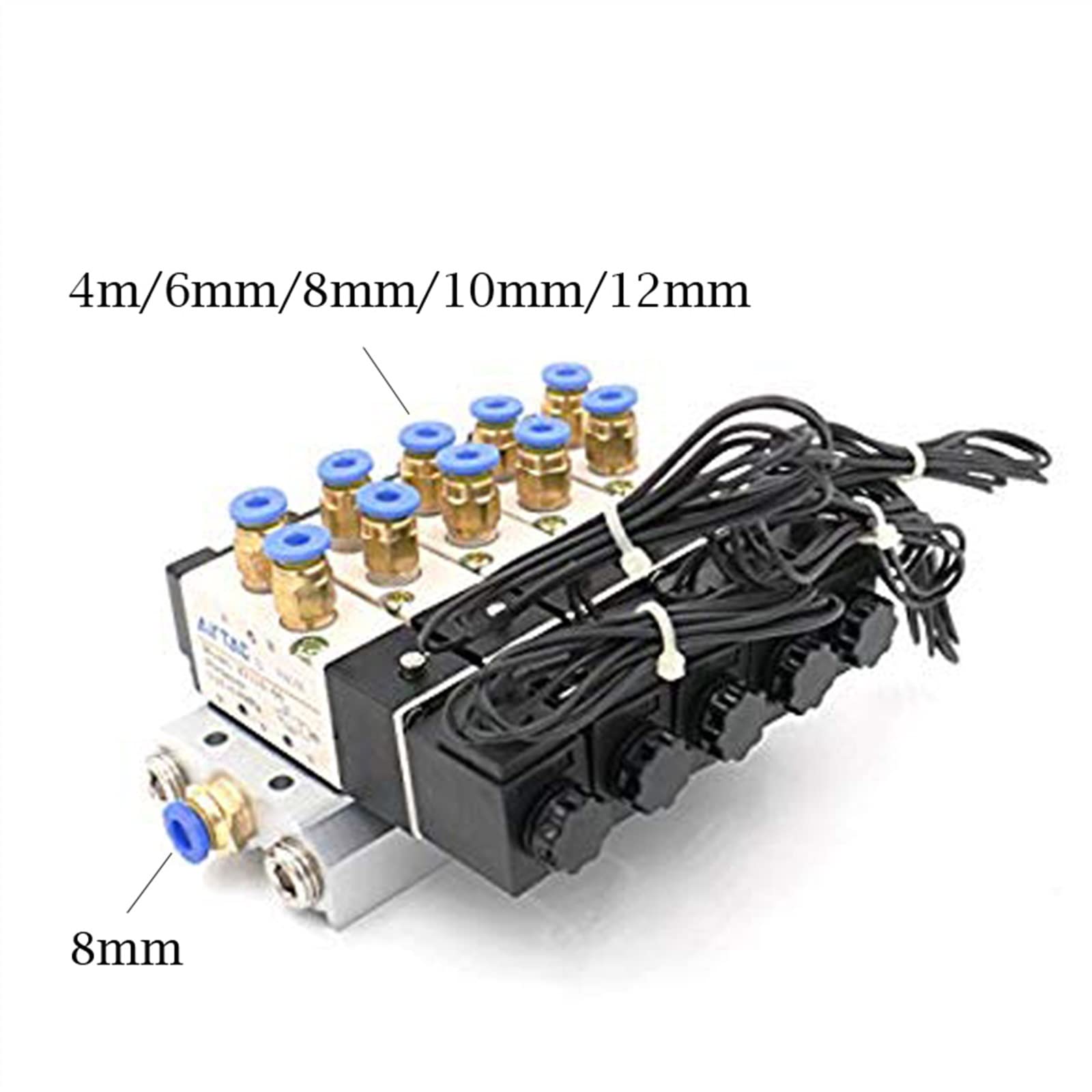 Pneumatyczny zawór elektromagnetyczny DC 12 V, 24 V, 5, 4 V110-06, 4 mm, 6 mm, 8 mm, 10 mm, 12 mm, zestaw podstawy szybkozłączki AC 110 V 220 V 4V110 06, 1 szt. (12 mm, DC12V)