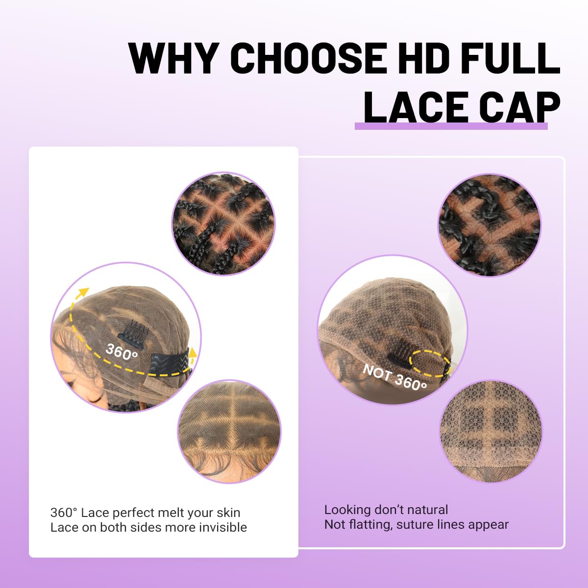 U&A 36Inch Premium Synthetic Braided Wig - Seamless Full Lace & Knotless Bohemian Braids with Bouncy Curly Ends