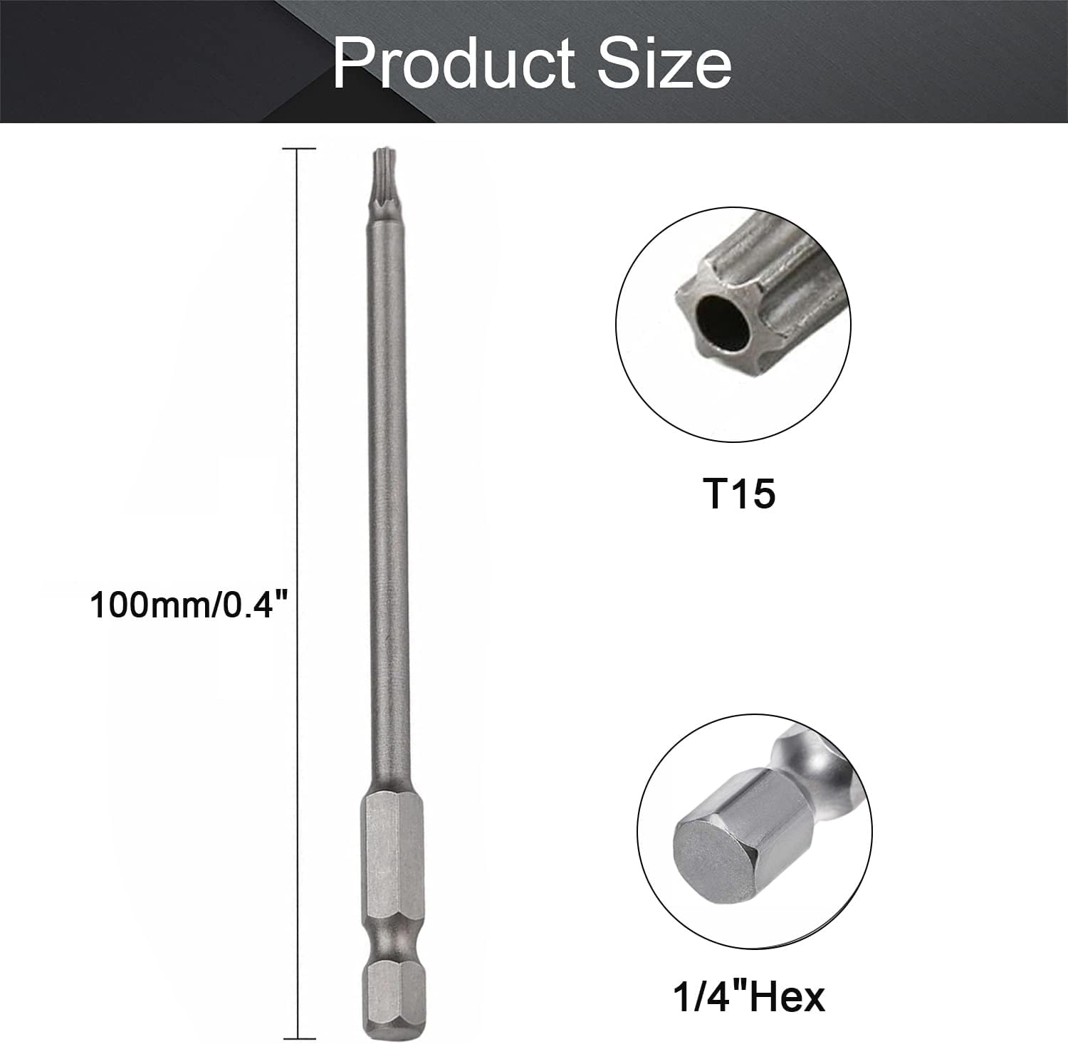 Utoolmart Torx Screwdriver Bits, 1/4 Inch Hex Shank Screwdriver Bits, T10 Magnetic Security Tamper Proof Bit, S2 Steel Torx Head Screw Driver Bit, 100mm Length, for Repair Work, 3 Pcs