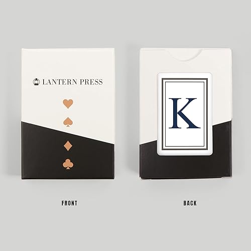 Miniatura 8 de Lantern Press Monogram, Estate, Gris y Azul, K (52 baraja de cartas de póquer, con Jokers)