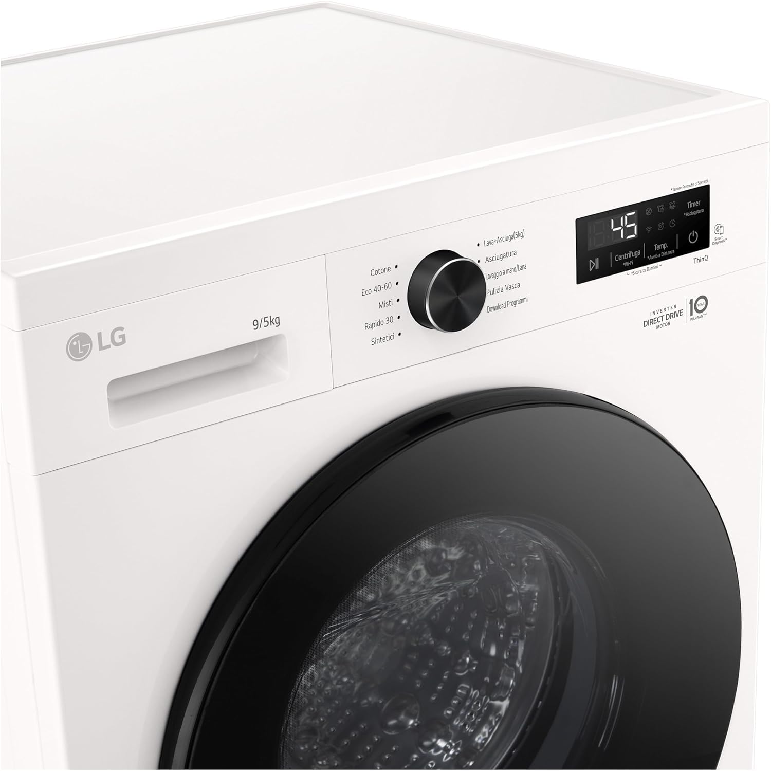 LG W4NX1095NWB Lavasciuga 9/5kg Serie X1, Lavatrice e Asciugatrice Insieme Classe A/E, 1400 Giri, Wi-Fi, Top Rimovibile, Vapore Allergy Care, Tecnologia 6 Motion Direct Drive, Bianca