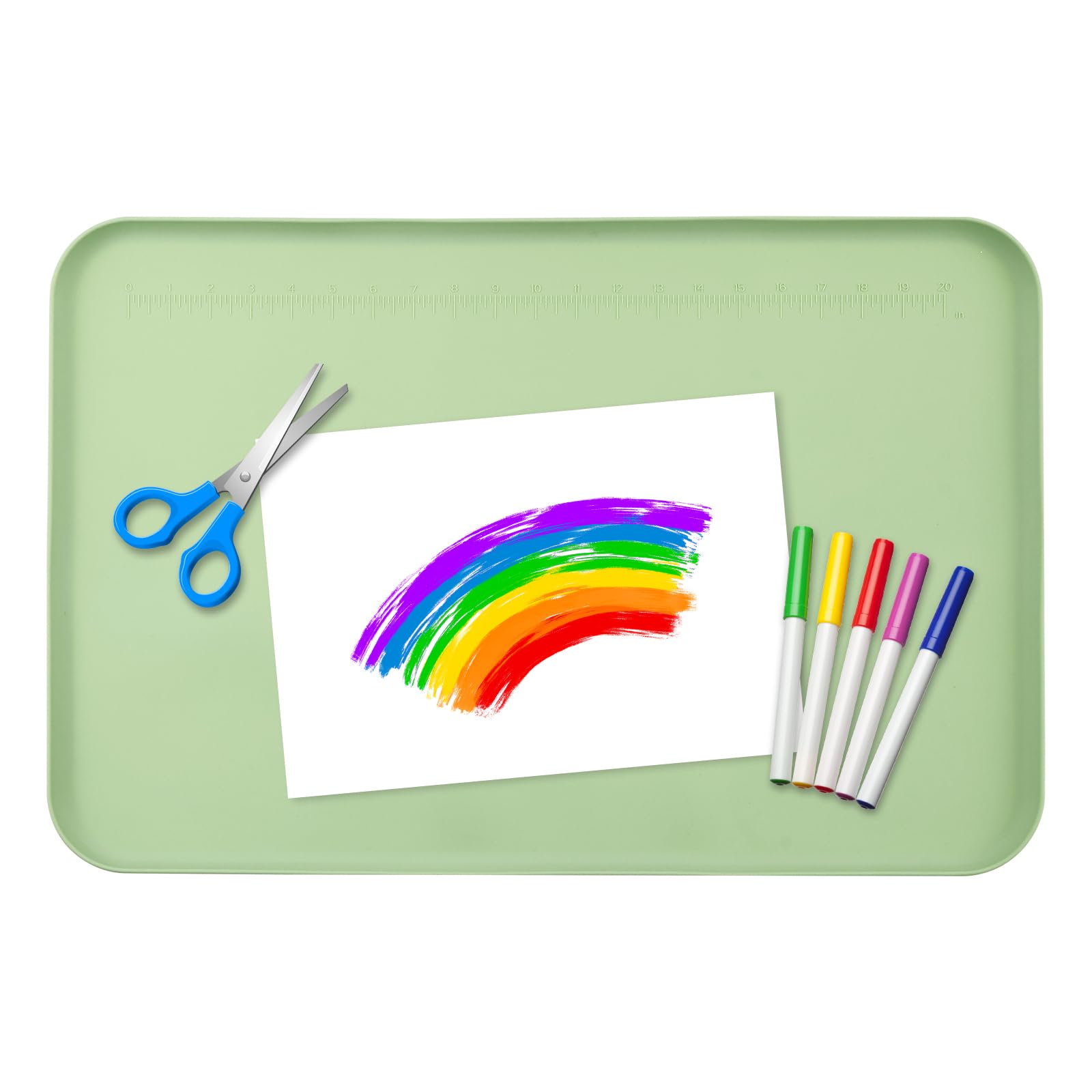 Silicone Craft Mat for Kids, 60x40cm Silicone Craft Painting Mat with Raised Lip, Non Slip Painting Pad, Collapsible Non-Stick Sheet for Crafting Watercolour Paintings Clay and DIY Projects