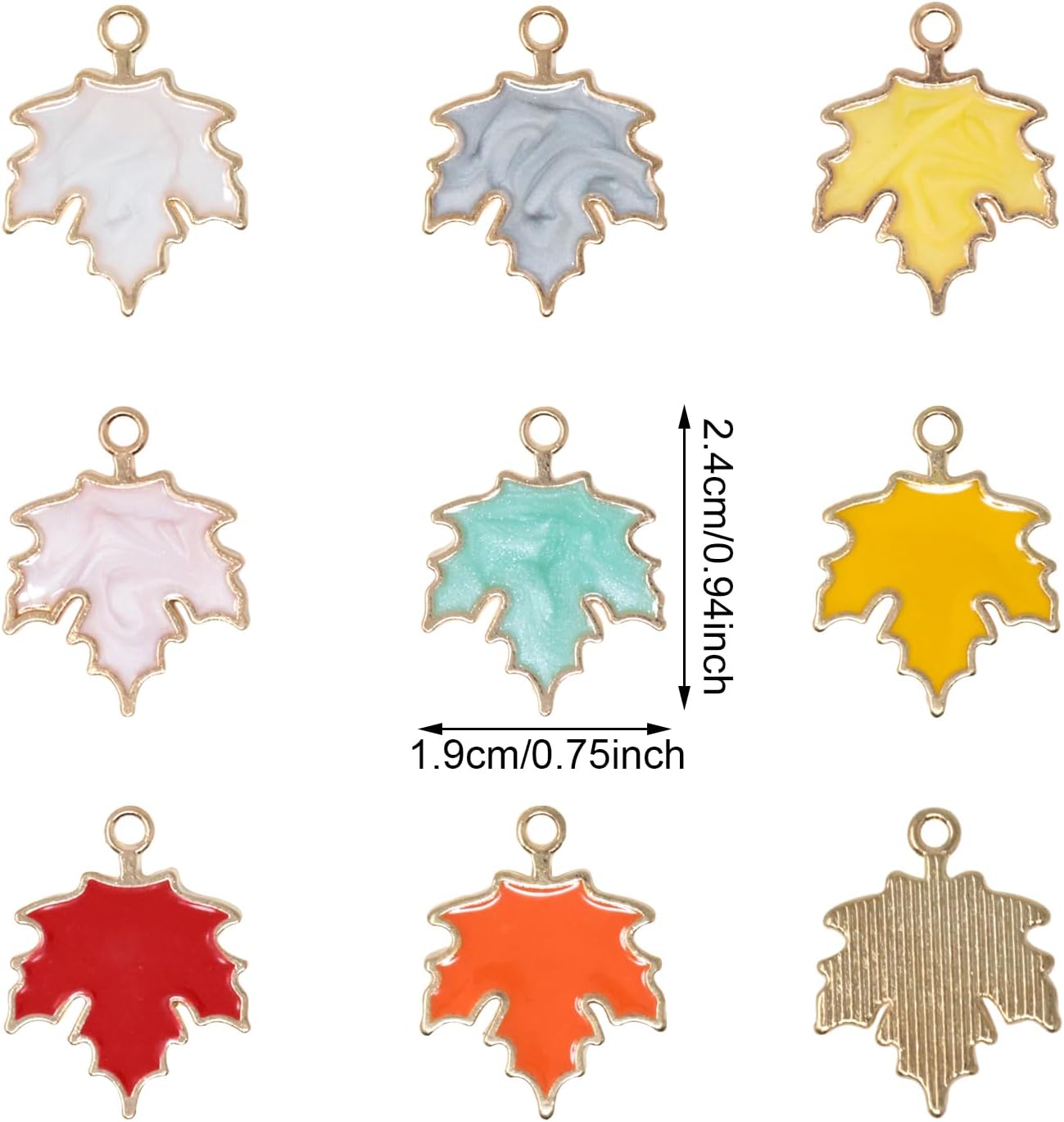 Honbay 32PCS Enamel Alloy Fall Charms Pendant Autumn Maple Leaf Pendant Thanksgiving Halloween Bead Charms for Earrings Bracelets Necklaces Jewelry Crafts Making - 8 Colors - Image 2