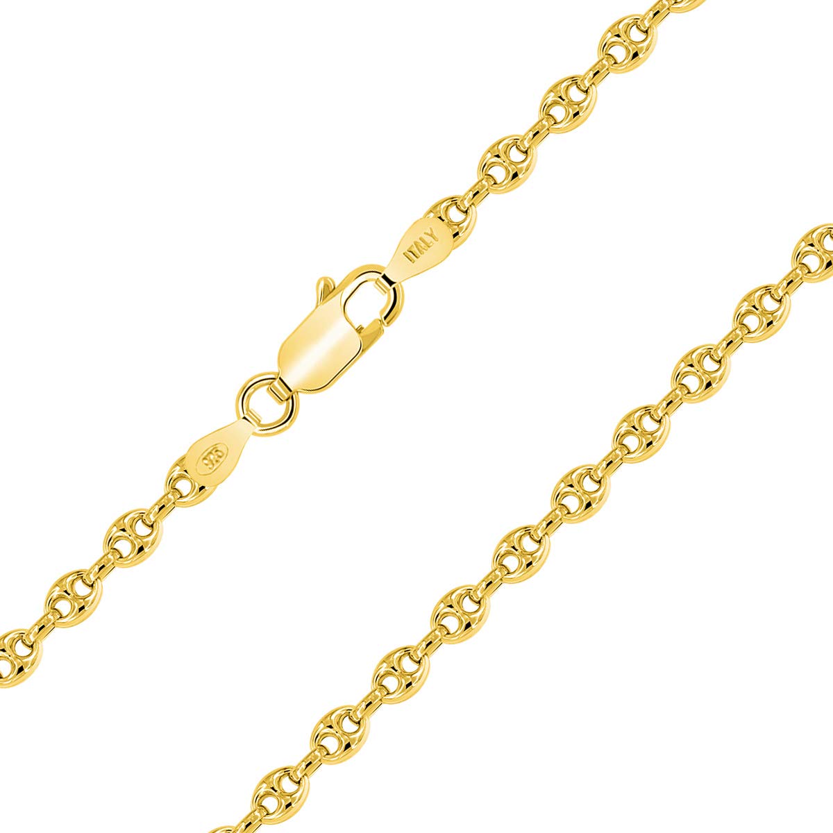 PLANETYS - Catenina Argento 925 Rodiato Modello Grana Di Caffè, Larghezza 4.3 Mm. Gioiello Italiano Ipoallergenico, Varie Lunghezze (40-70 Cm).