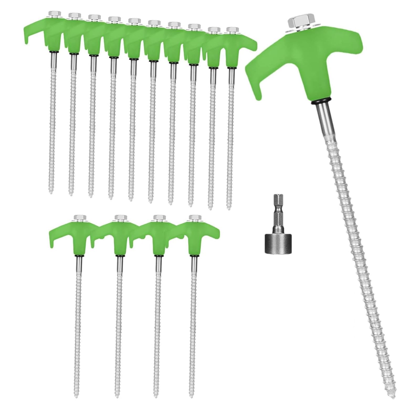 8 Zoll Verschraubte Zeltheringe, Markisenheringe, Campingheringe, Zeltheringe, Sturmheringe Für Zelte Und Markisen, 15 Stück,Green Sport & Freizeit