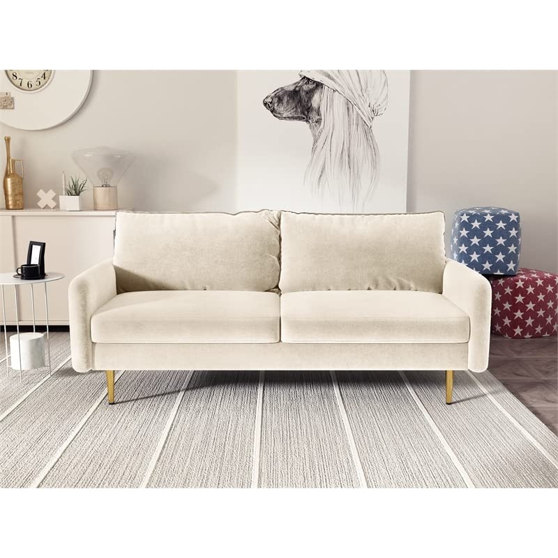 Kingway FurnitureAlmor Velvet Living Room Sofa in Beige