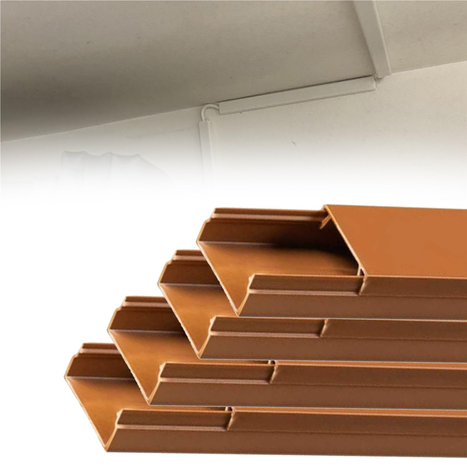 kabelkanal Selbstklebender PVC-Kabelschutz, Weiß-braune Bodenkabelabdeckung Zuhause/Schule/Fabrik/Werkstatt/Labor, Kabelkanal Mit Zuschneidbarer(B-4 pcs,W H 39mm x 19mm)