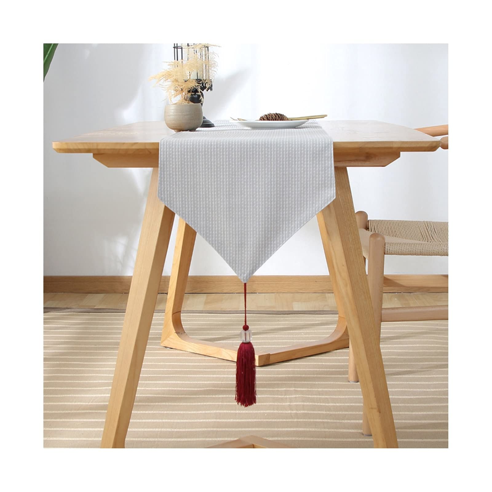 Runner Tavolo 33x200CM Strisce Singole Runner Tavola Grigio Cotone Decorazione Tavola