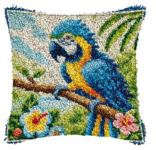 Latch Hook Kits Diy Throw Pillow Coverparrot Diy Rug Hooking Pillow C