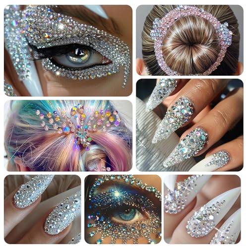 Canvalite 1100PCS Self-Adhesive Face gems with Tweezers for Makeup Festival Face Jewels, Stick On Pearls Hair Gems, Pearl Rhinestones Stickers for Face, Hair, Eye, Makeup, Nail - Image 8
