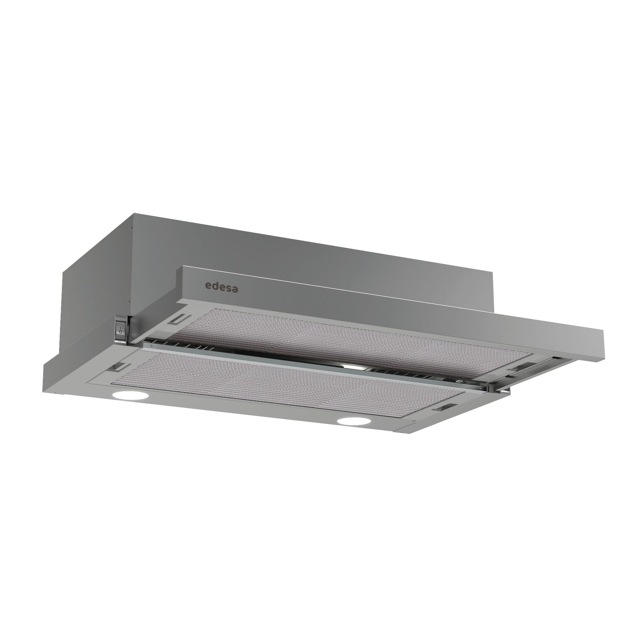 Edesa ECT-6411 X Campana Extractora Telescópica de 60 cm, 390 m³/h, 2 Velocidades, Mandos Mecánicos, Iluminación LED, Filtros Lavables, Clase C, Acero Inoxidable