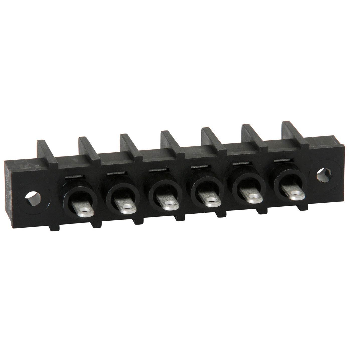 NTE Electronics 25-B100-06 Series 25-B100 Terminal Block Barrier Strip, Solder Lug Type, 25 Amp, 6 Pole, 9.50 mm Pitch, 300V, 22-12 AWG Wire Range