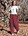 TARSE Womens Corduroy Pants Wide Leg Drawstring Low Waist Palazzo Harem Pants 2025 Trendy Fashion Cargo Pants with Pockets, Wine, M
