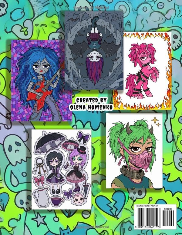 Emo Coloring Book for Adults: A Gothic & Alt Aesthetic Coloring Book with Edgy Y2K Emo Girls, Punk Rock, Creepy Cute & Dark 2000s Nostalgia Designs for Teens and Grown Ups (Whatever Eyes) image 3