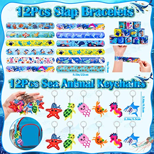 Winrayk 72Pcs Under The Sea Party Favors Birthday Supplies Ocean Party Favors For Kids Boys Bouncy Ball Sea Animal Mask Shark Gift Bag Diy Ocean Sticker Slap Bracelet Keychain Ocean Toy Pinata Fillers #TOP4