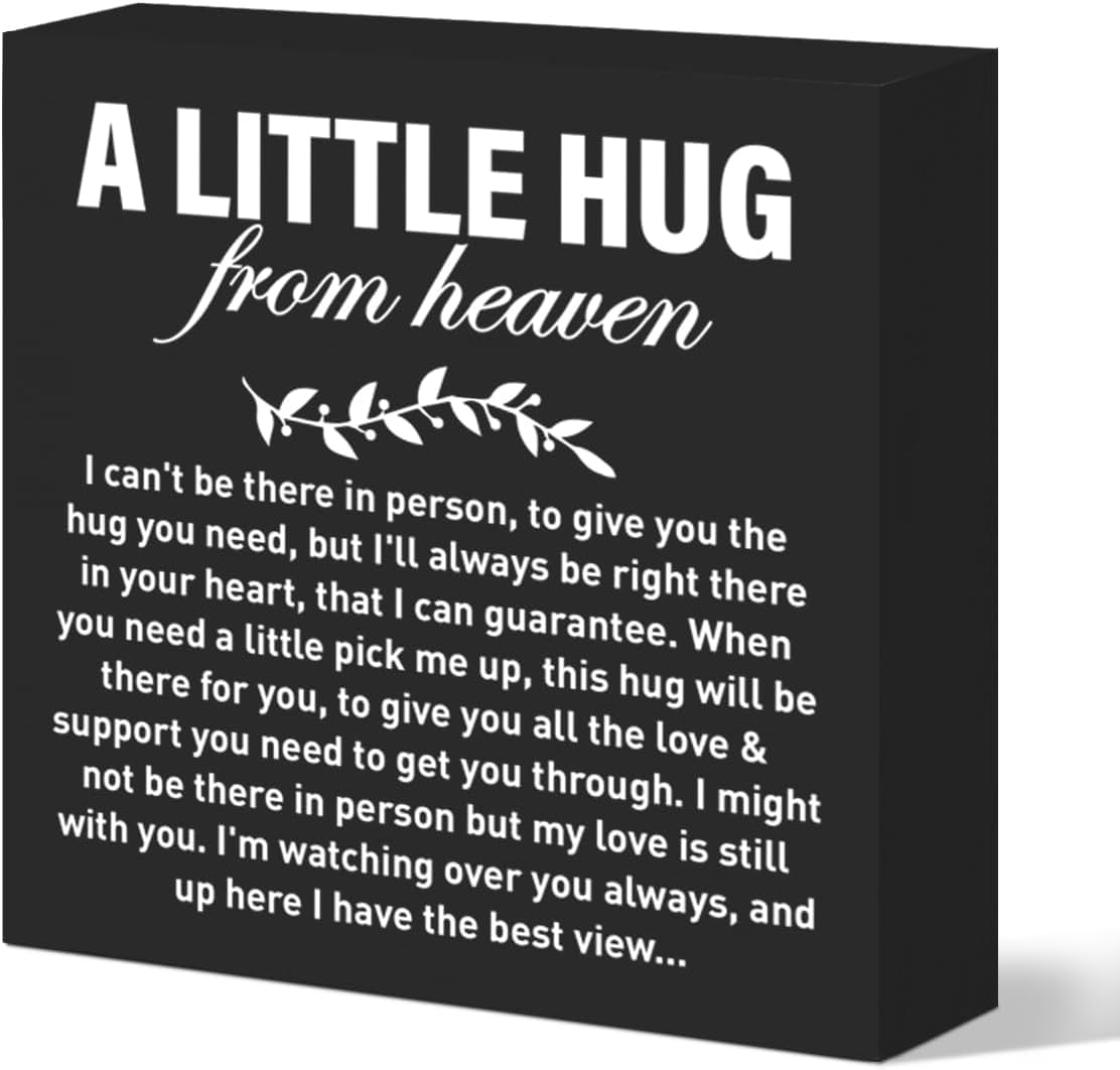 A Little Hug from Heaven Box Sign 7x7 Inch Sympathy Decor