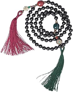 Pulsera de rosario, collar budista, collar de puño de madera con cuentas de Mala, joyería de envoltura multivuelta con cuentas tibetanas de 10 mm (color: verde, tamaño: extragrande) ( Color : Black_Me