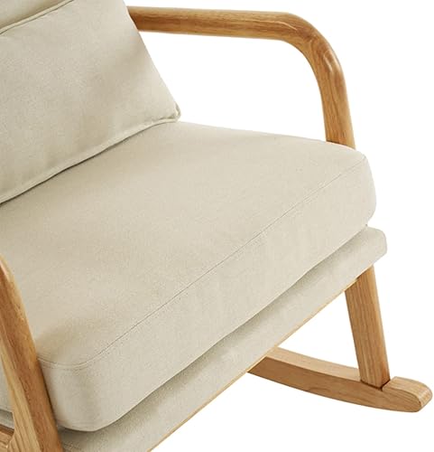 Miniatura 7 de Mecedora decorativa, moderna silla mecedora tapizada con respaldo alto y almohada de cintura, sillón de descanso, cómodas sillas laterales