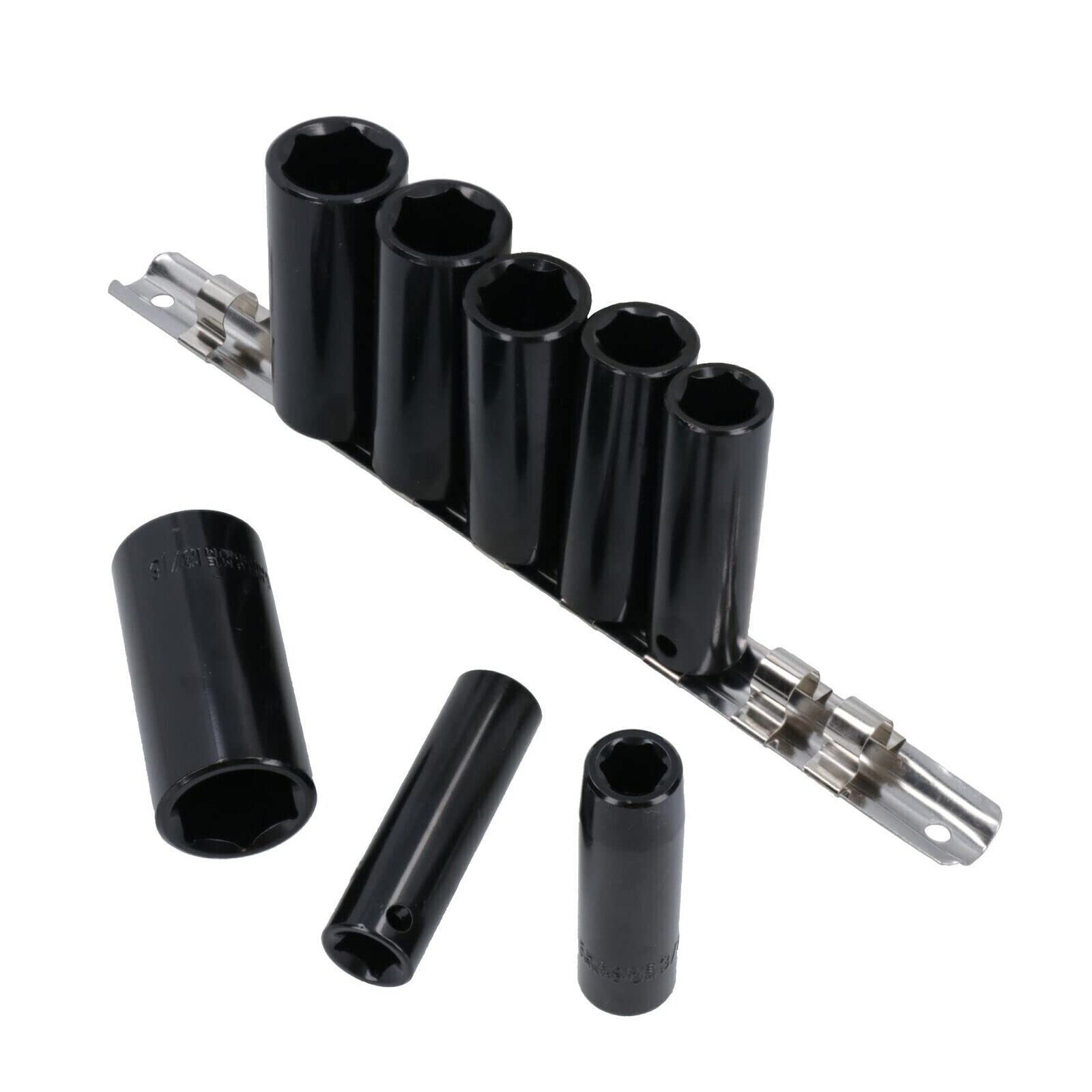 Dunnet Tools Impact Socket Set Metric Heavy Duty Hex Socket Tool Set Chrome Vanadium Black Phosphate Heavy Duty Impact Sockets Socket Sets (8pc 3/8" Impact Socket Set)