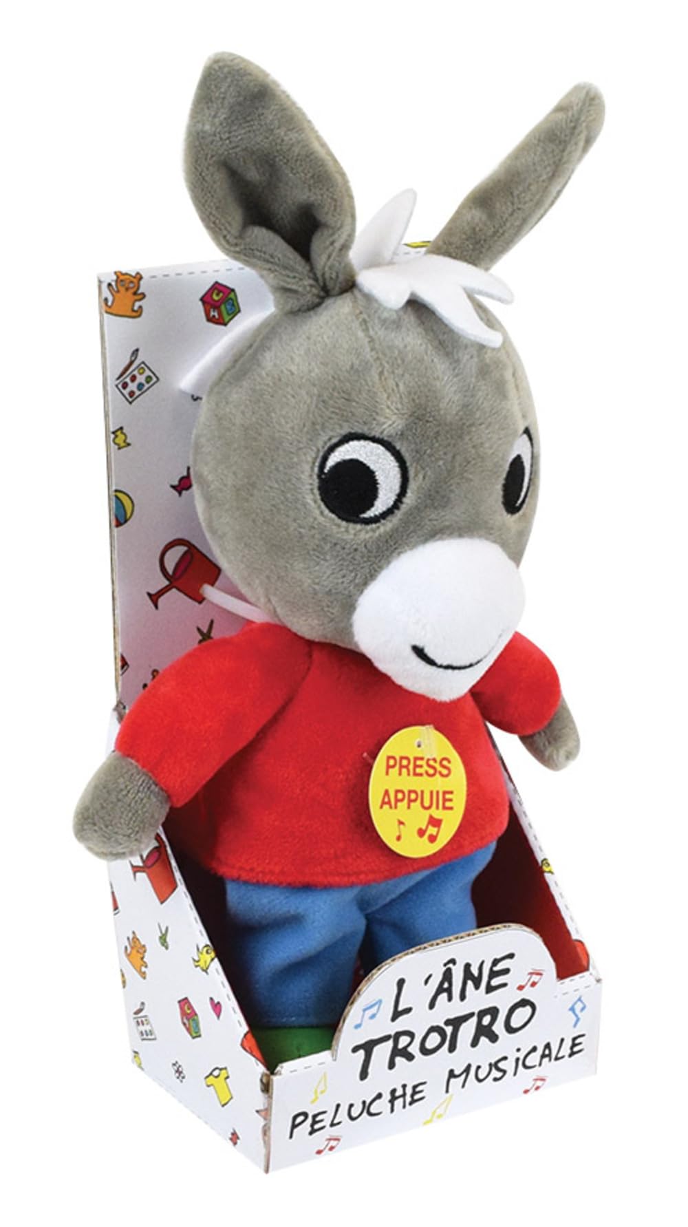 Jemini 023947 TROTRO Peluche Musicale L'ANE Plush Toy with Music, +/-28 cm, Multi-Coloured