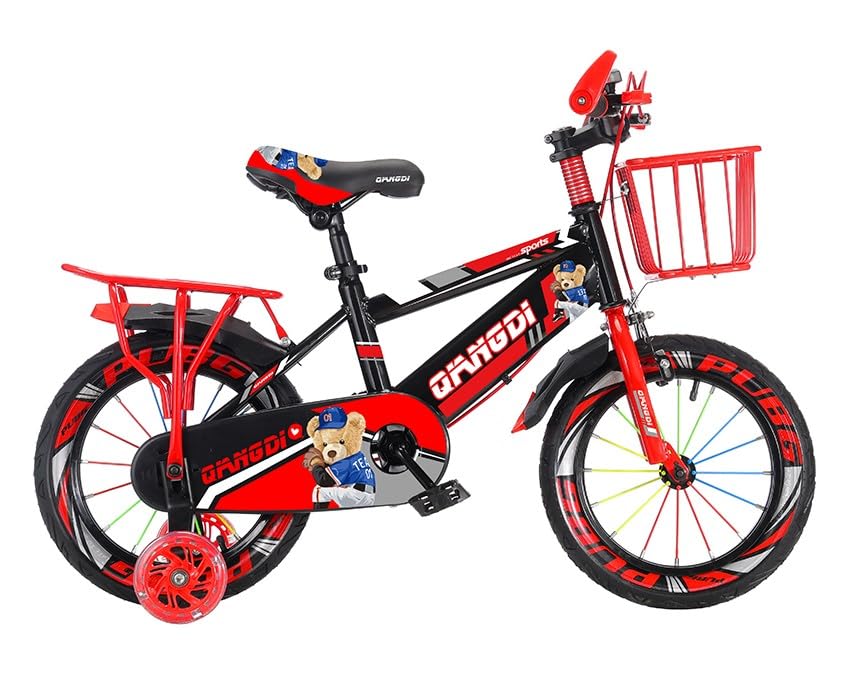 12 14 16 18 20 Inch Kids Bike for 2 to 12 Years Kids Cycle with Removable Stabilisers, Basket and strong rear Rack, Multiple Colours (Red, 16 Inch)
