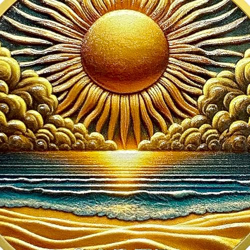 Moeda de sobriedade Golden Sun Beach | Medalhão AA Chip com Oração de Serenidade | Token de aniversá