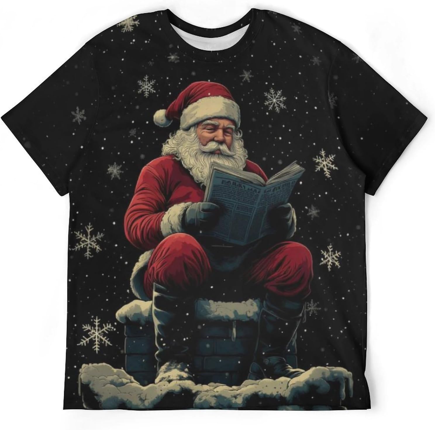 Men's Santa Graphic T-Shirt Christmas Short Sleeve Clothing - Image 5