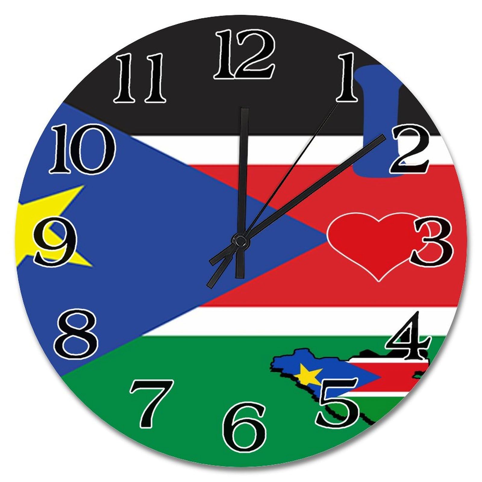 Horloge murale silencieuse en bois Soudan du Sud 38 cm finie les nuisances sonores