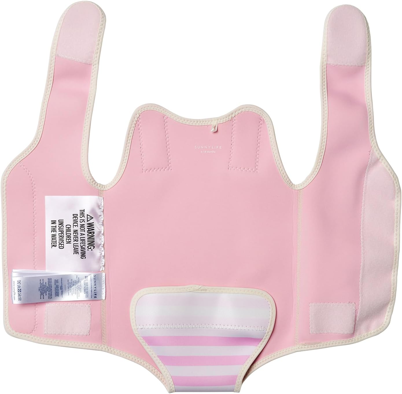 SUNNYLiFE Baby Wetsuit, Poppy The Peach Pink Stripe, Polyester and Natural Rubber, 2mm Thickness, 6-18 Months, for Swimming and Beach