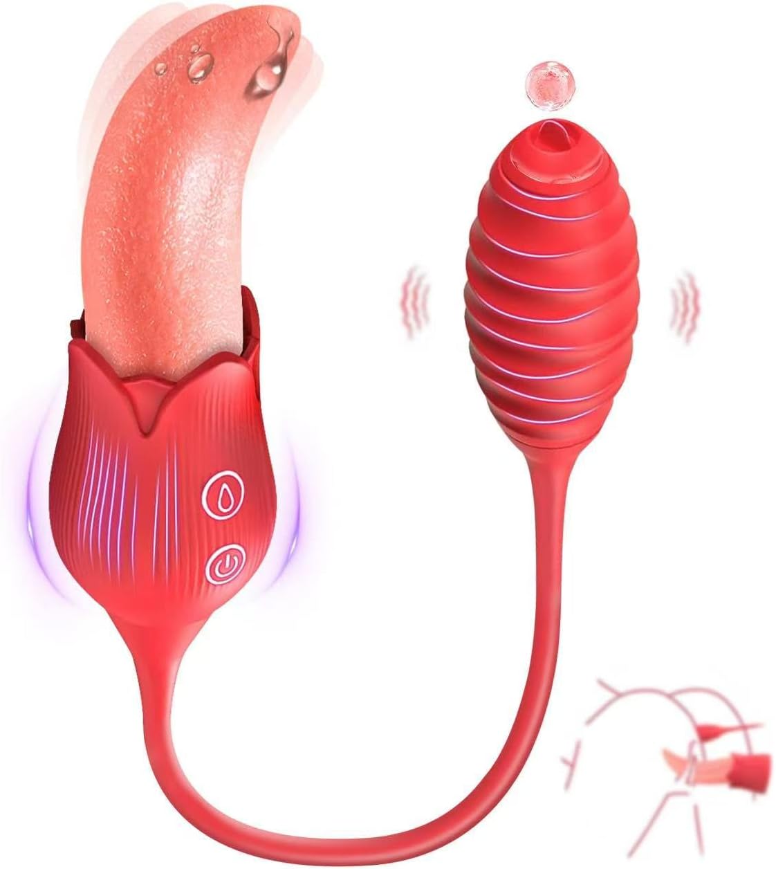 Women Sex Toys Tongue Vibrator - Rose Toy with 10 Licking Mode & 10 Vibrating Mode G Spot Vibrators, Adult Toys for Women, Anal Nipple Clitoral Stimulator Licker for Female Couples