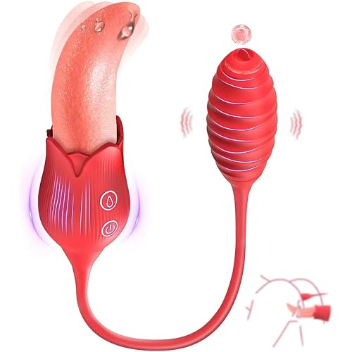 Women Sex Toys Tongue Vibrator - Rose Toy with 10 Licking Mode & 10 Vibrating Mode G Spot Vibrators, Adult Toys for Women, Anal Nipple Clitoral Stimulator Licker for Female Couples