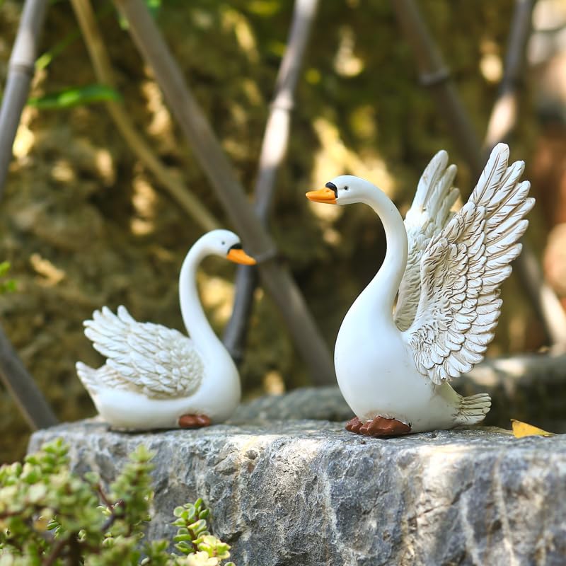 Simulation Tier Harz Handwerk Ornamente Schwan Garten Outdoor Teich Tierbild Heimdekoration Zubehör Pflanzen Topfpflanzen (Size : C)