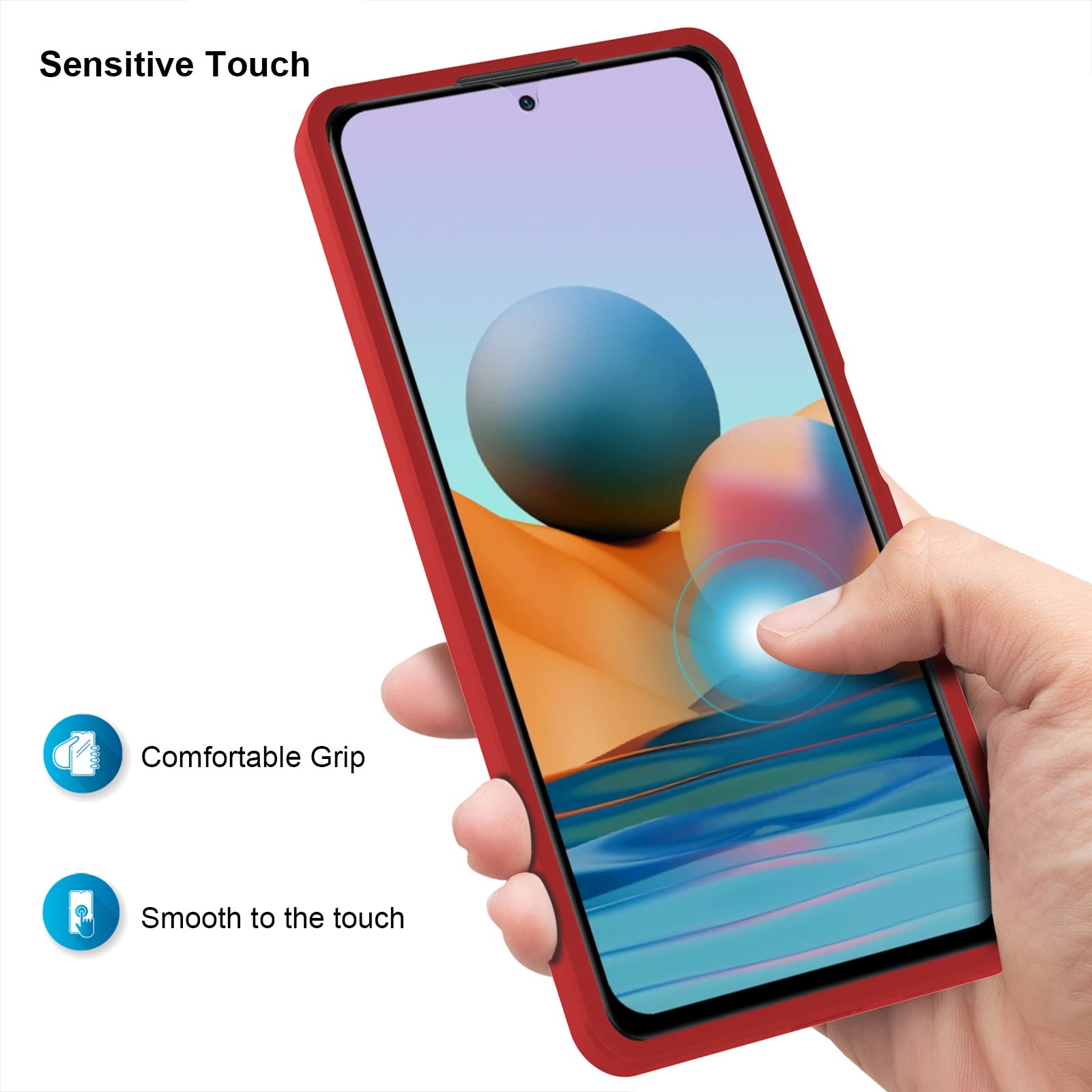 AICEK Compatible Con Xiaomi Redmi Note 10 Pro Funda, 360 Grados Full Body Fundas Para Redmi Note 10 Pro Bumper Case Con Protector De Pantalla Antigolpes Carcasa Roja