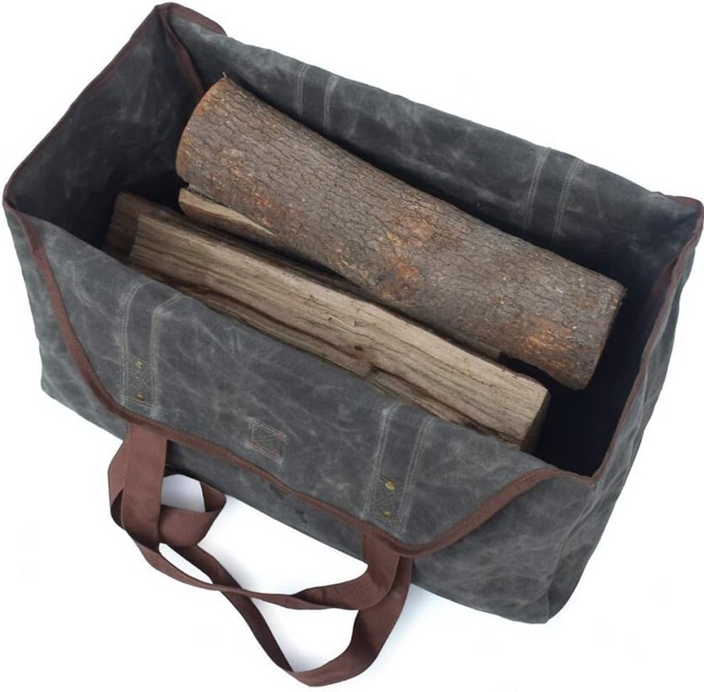 Log Tote Carrying Bag Canvas Firewood Carrier Tote Bag Indoor Fireplace Carrier Holders Wooden Carrying Basket Firewood Bag for Fireplace