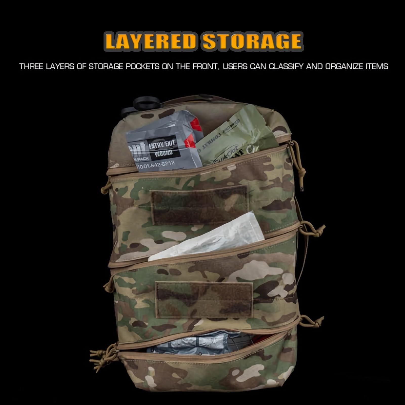 Zaino Medico Tattico Modulare da 11 Litri, Zaino da Combattimento per Softair, Zaino di Emergenza per Viaggi, Escursioni e Caccia(Gray)