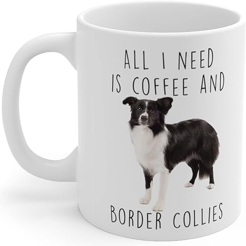 Taza de café blanca con texto en inglés "I Love Coffee And Border Collie", regalos divertidos para perros y madres, regalos de Navidad 2023, color