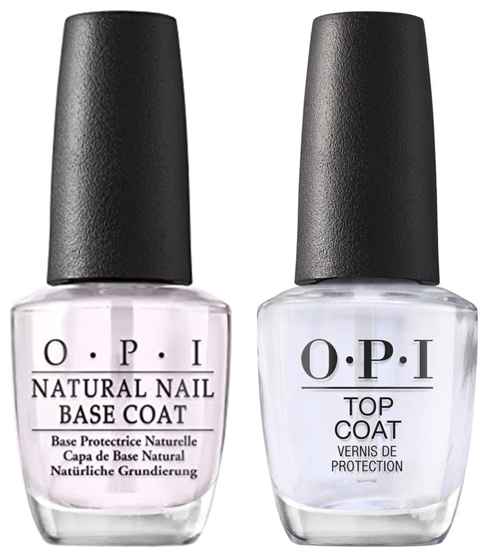 OPI Natural Base Coat - Base Protectora de Uñas Natural, Efecto Manicura Profesional - 15 ml + OPI Top Coat - Efecto Manicura Profesional - 15 ml