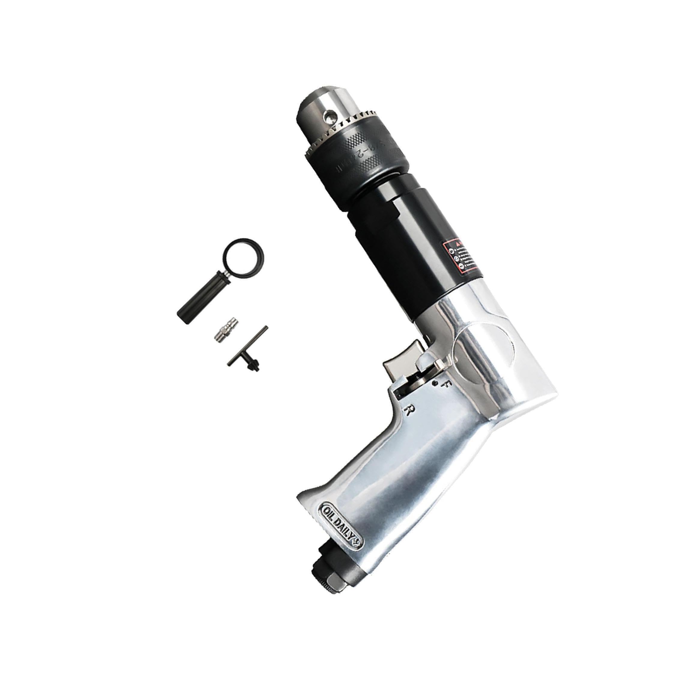 Trapano pneumatico ad angolo retto resistente e durevole, | lunga durata, adatto per operazioni in spazi ristretti. Con ingresso e scarico poroso, utensile da trapano reversibile per la