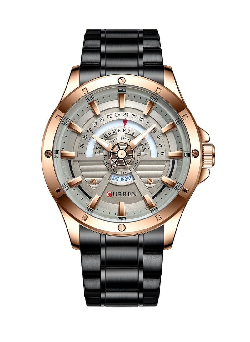 CURREN Original Brand 8381 Stainless Steel Band Wrist Watch For Men With Brand (Box)-8381, BROWN GRAY, bracelet (B0C9XM42PS) Amazon Price History, Amazon Price Tracker
