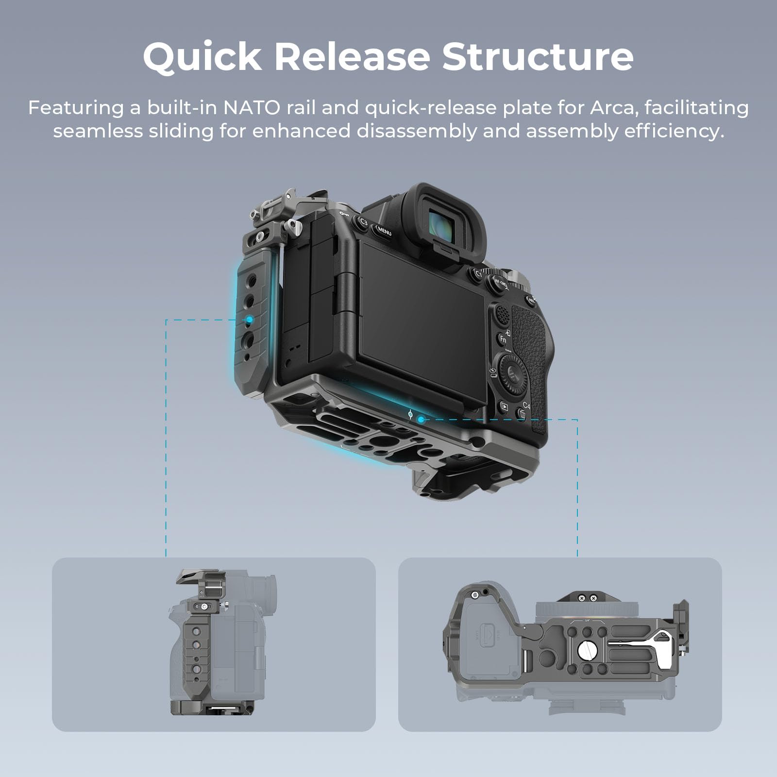 SMALLRIG Cage Kit for Sony Alpha 7R V/Alpha 7 IV/Alpha 7S III, HawkLock Quick Release Advanced Camera Cage with Top Handle - Image 2