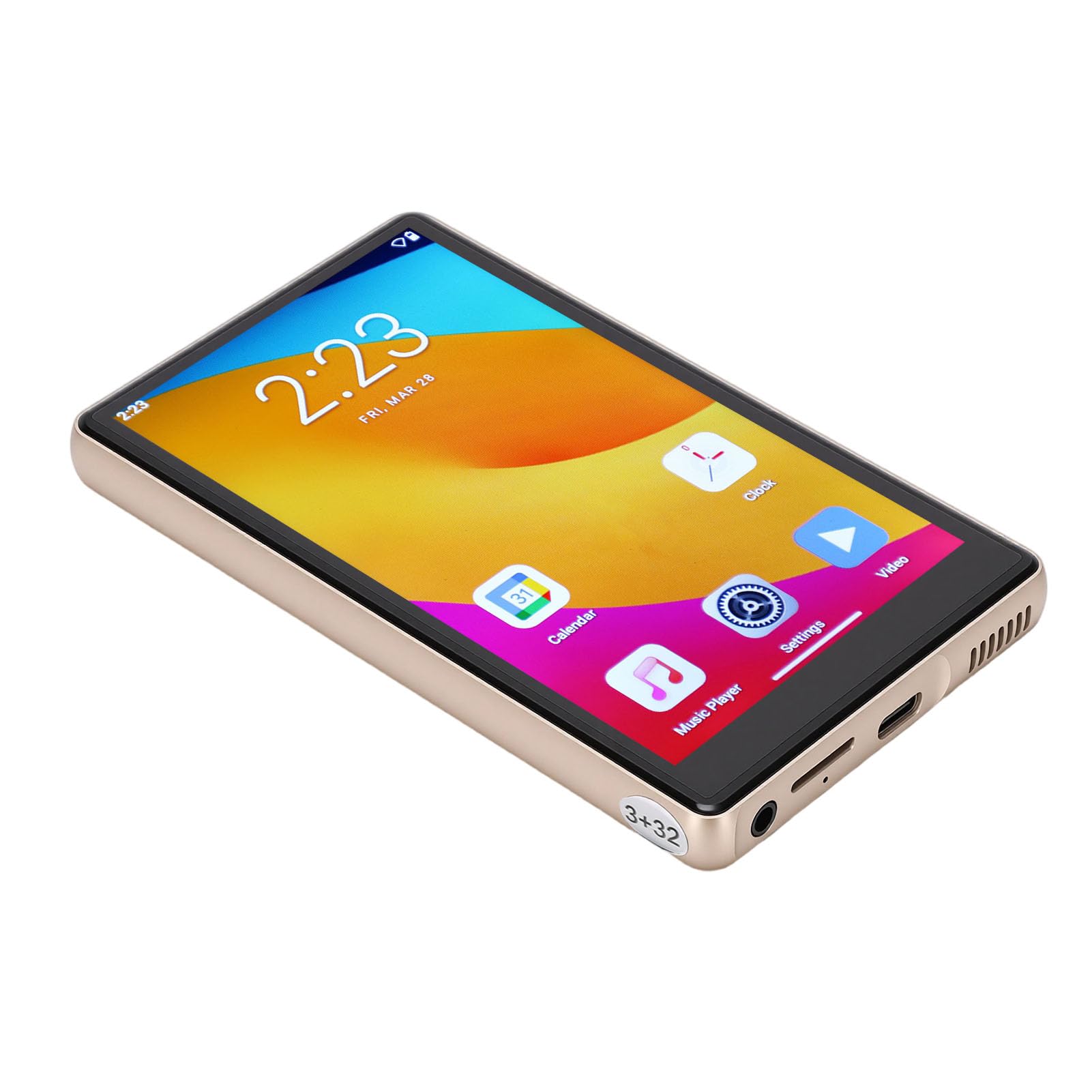Lettore MP3 con Wi-Fi, lettore musicale touchscreen, Bluetooth 5.0, per 11, 3 GB, 32 GB, audio senza perdite, portatile per viaggi (oro)
