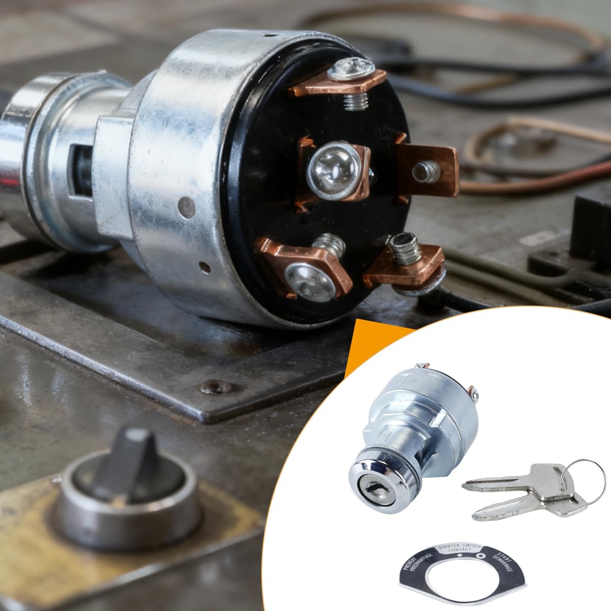 Ausi Interruttore di accensione di ricambio con 2 chiavi compatibile con Kubota B5100 B6100 B7100 Grasshopper 721 Cub Cadet 66706-55120