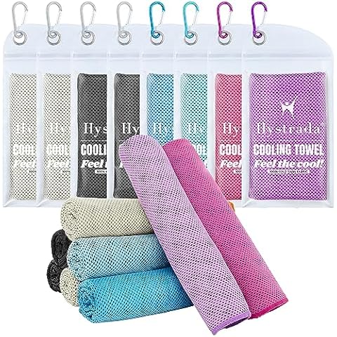 Hystrada 8 Packs Cooling Towel (40 x 12), Ice Towel, Microfiber, Soft Breathable Chilly Towel Stay Cool for Yoga, Workout, Sport, Gym, Camping, Fitness, Running, Workout & More Activities - Multicolor Cover