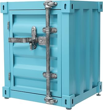 2 Drawer Industrial Metal Container Side Table, Industrial Wind Bedside Table with Lock, Easy to Assemble, for Living Room Bedroom Dorm, 15.7x 15.7 x 19.7 Green/Black/Blue