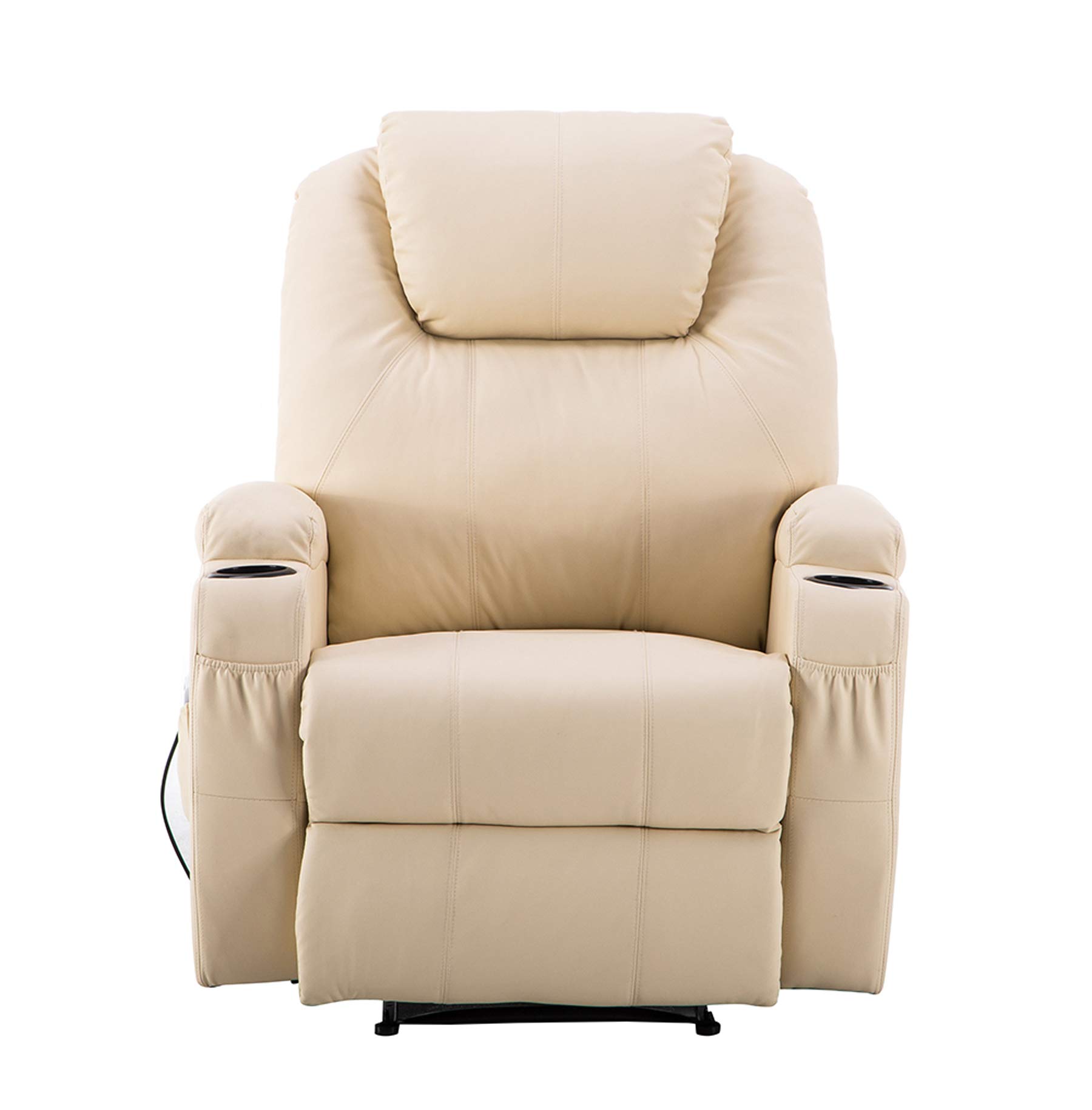 MCombo Fauteuil de massage électrique inclinable et vibrant (blanc crème)