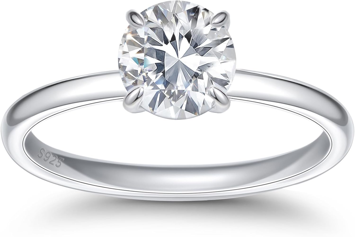 NORBU Solitaire Pave Moissanite Engagement Ring for Women, 1CT D Color VVS1 Clarity, 925 Sterling Silver Promise Ring with 18K White Gold Plated, Jewelry Gift for Wedding Anniversary Birthday Christmas Valentine's Day