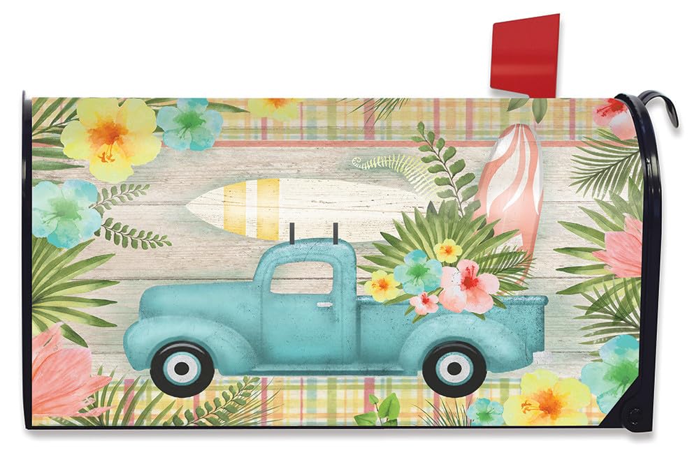 Briarwood Lane Tropical Pickup Truck Summer Large Magnetic Mailbox Cover Oversized