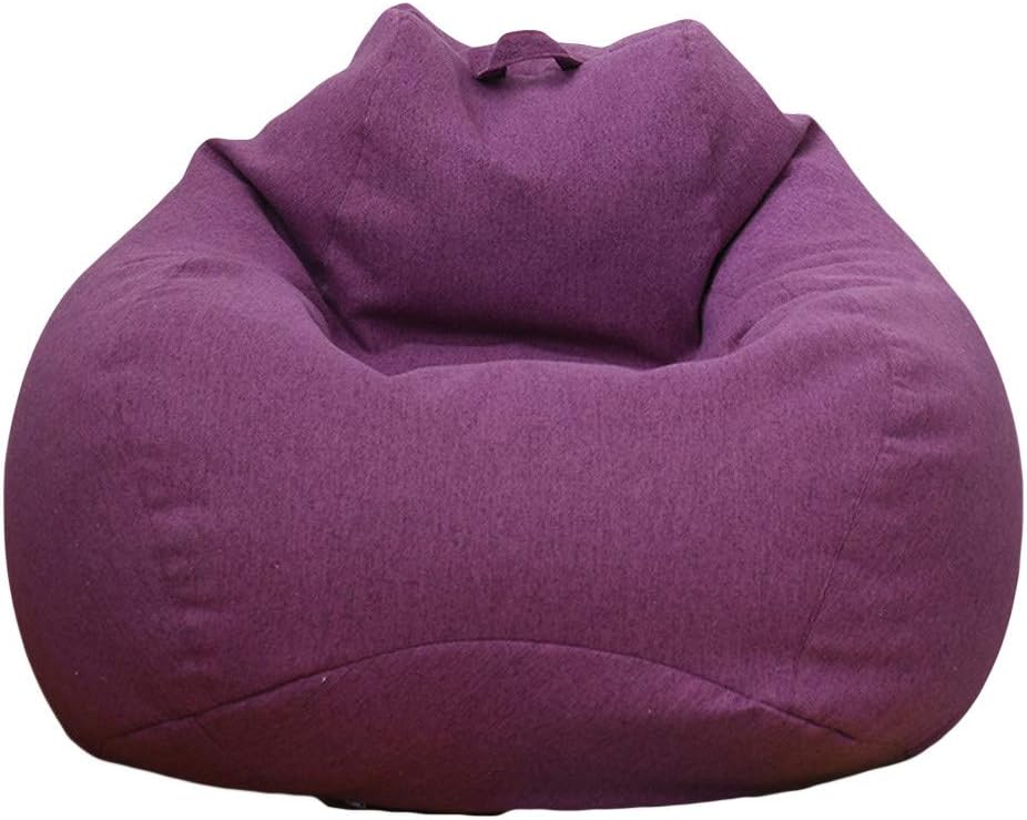 WAQIA Stuffed Animal Storage Bean Bag Chair Cover (No Filler) - Stuffable Zipper Beanbag Cover-Cotton Linen Memory Foam Beanbag Replacement Cover for Adults and Kids Without Filling