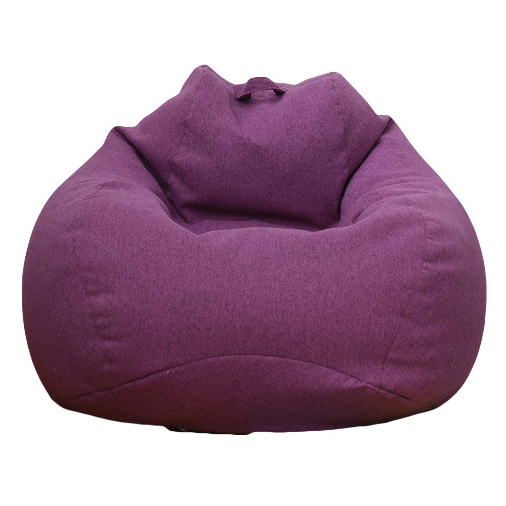 WAQIA Stuffed Animal Storage Bean Bag Chair Cover (No Filler) - Stuffable Zipper Beanbag Cover-Cotton Linen Memory Foam Beanbag Replacement Cover for Adults and Kids Without Filling